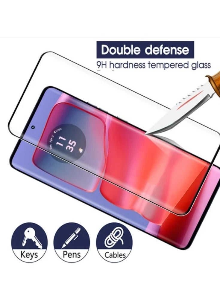 2 Pack Screen Protector for Motorola Edge 50 Fusion 5G,Tempered Glass 3D Film with Camera Lens Protector, Ultra Hardness, 3D Full Coverage, Ultra Resistant, Bubble Free, Case Friendly.