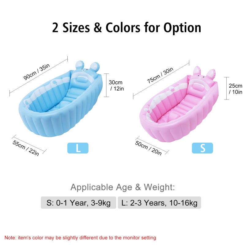 Inflatable Baby Bathtub: Thickened PVC Soft Material 45° Humanized Backrest - Textured Non-Slip Bottom Auxiliary Airbag Safety - Portable Foldable Tub for Newborn Infant Baby Care Indoor Outdoor Use - Image 2