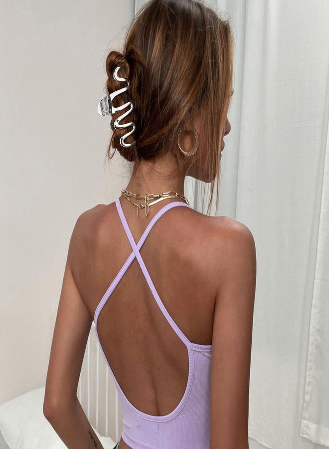 Hapdoo 3Pcs Silver Metal Hair Clips for Women, Medium Hair Claw Clips for Girls, Strong Hold Jaw Clips Thick Thin Hair Accessories - Image 2