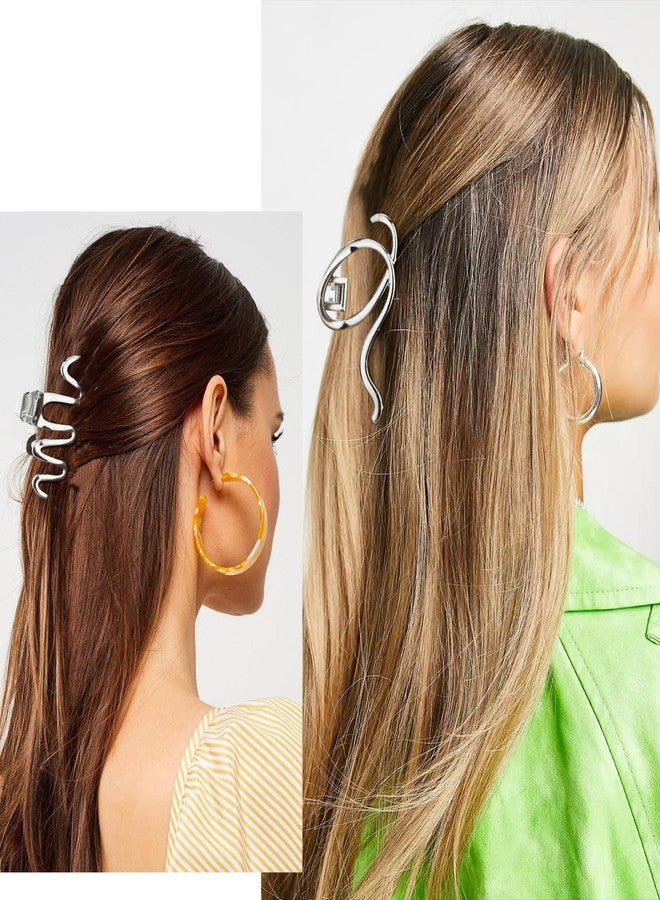 Hapdoo 3Pcs Silver Metal Hair Clips for Women, Medium Hair Claw Clips for Girls, Strong Hold Jaw Clips Thick Thin Hair Accessories - Image 4