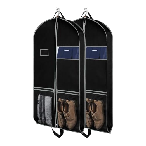 Zilink Garment Bags Suit Bag for Travel and Storage 43 inches Gusseted Suit Cover Protector for Closet with 2 Large Pockets and 2 Carry Handles for Suit Coat, Dress, Set of 2 - Image 1