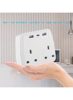 وصلة تمديد متعددة مع 2 USB، 2AC، 1 نوع C، محول موسع كهربائي 5 في 1 مكعب، شاحن حائط USB، موسع قابس 3 دبابيس للمنزل، مكتب السفر، المطبخ، 16 أمبير، 2500 وات، 110-250 فولت