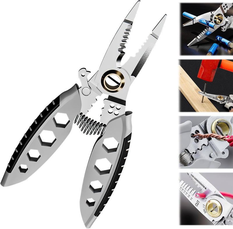 DHVYANT MART MultiPurpose Wire Stripper Pliers Wire Crimping Tool Electrician Cable Snips Used For Home DecorationConstruction WorkersMotor RepairWiring Problems Professional Tool Gift - Image 1
