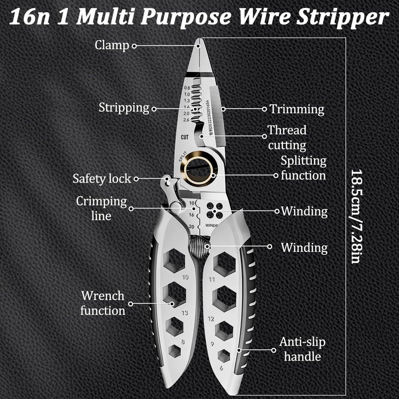DHVYANT MART MultiPurpose Wire Stripper Pliers Wire Crimping Tool Electrician Cable Snips Used For Home DecorationConstruction WorkersMotor RepairWiring Problems Professional Tool Gift - Image 3