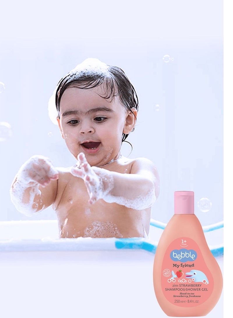 bebble شامبو وجل استحمام للأطفال بنكهة الفراولة من بيبل | لا يسبب الدموع | خالٍ من صبغات البارابين | 250 مل - Image 4