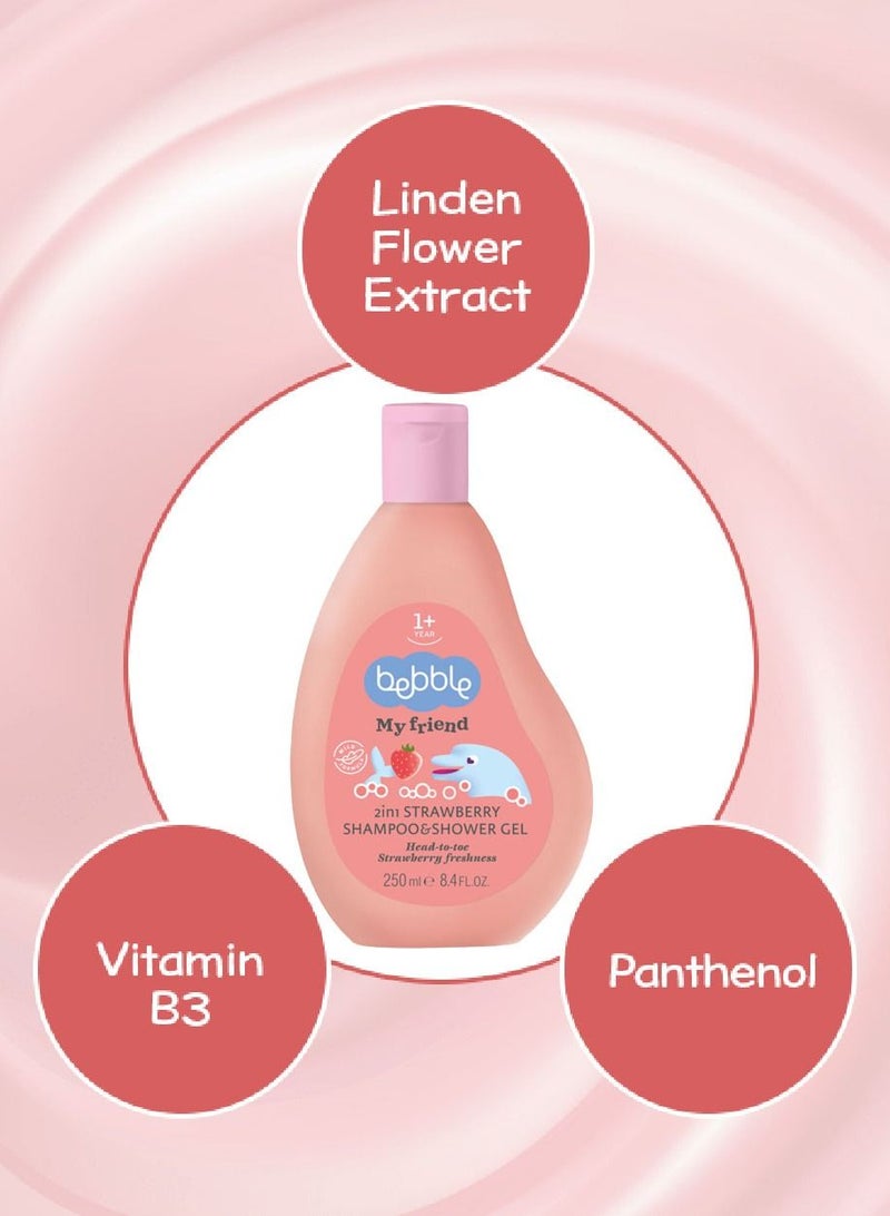 bebble شامبو وجل استحمام للأطفال بنكهة الفراولة من بيبل | لا يسبب الدموع | خالٍ من صبغات البارابين | 250 مل - Image 2