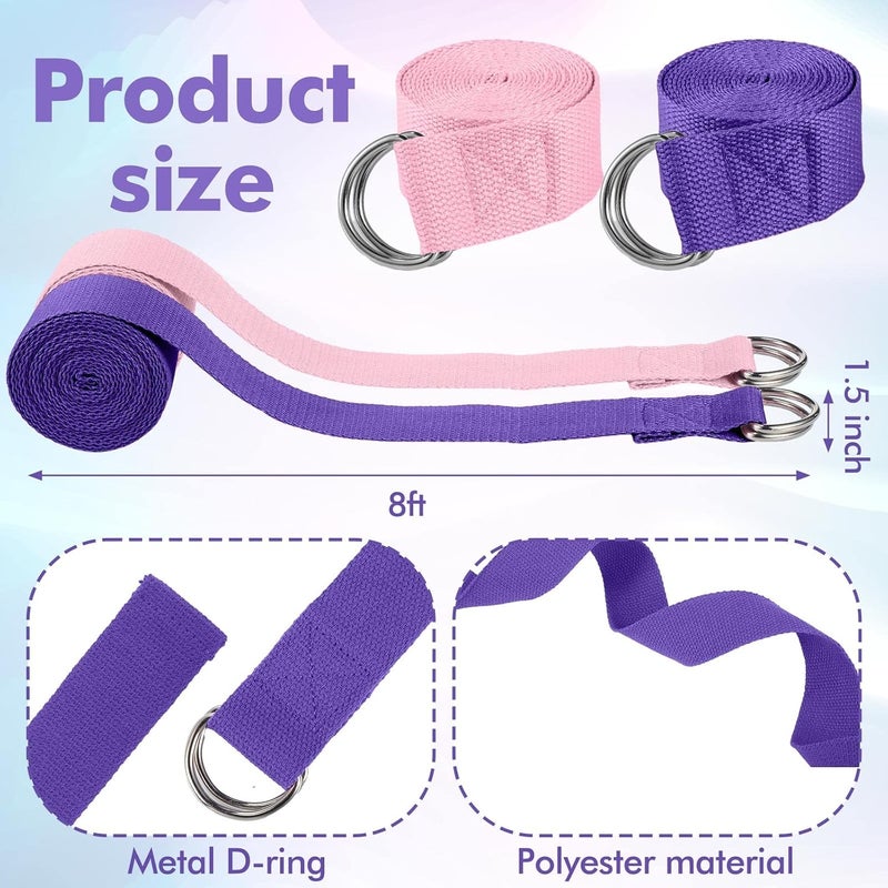 Jexine 6 Pcs Yoga Block and Yoga Strap Set 4 Pcs Yoga Blocks 9 x 6 x 3 Inches Eva Foam Block Pilates Block 2 Pcs Cotton Yoga Strap for Beginners Experienced Pilates Fitness Stretching - Image 3