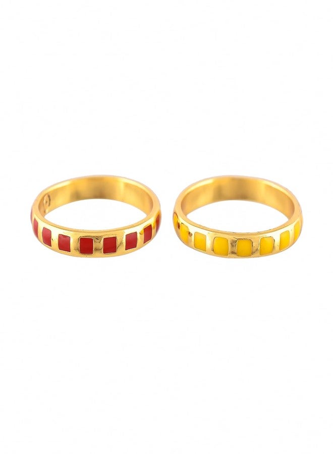 VOYLLA Valentine's Day Check Enamel Stackable Rings, Gift For Her, Valentines Gift For Her - Image 1