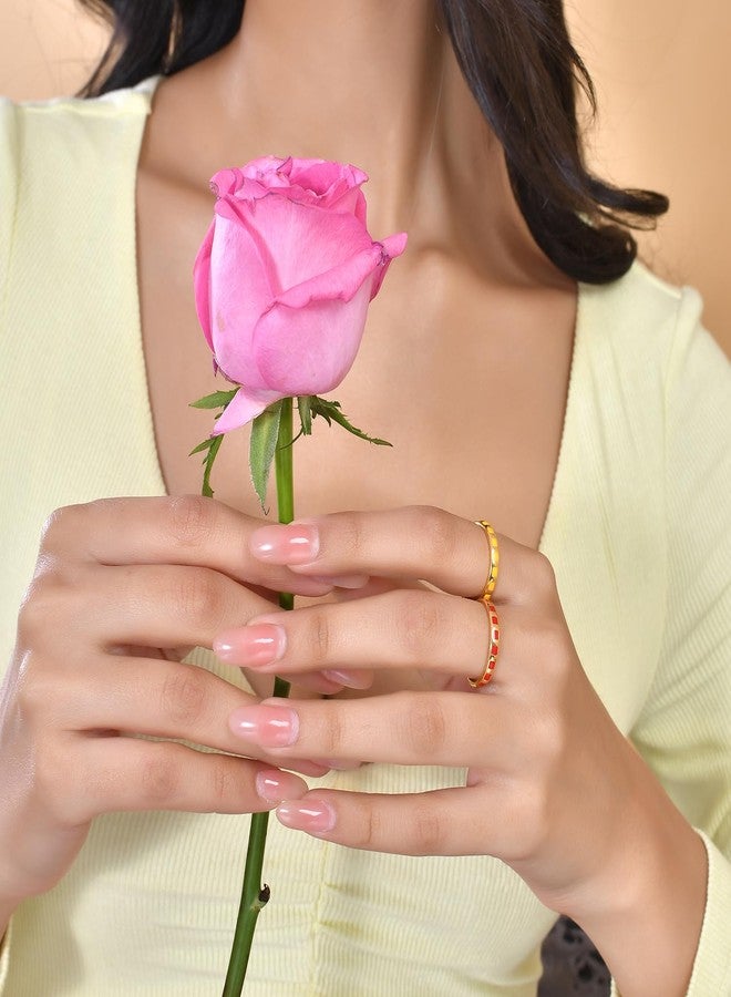 VOYLLA Valentine's Day Check Enamel Stackable Rings, Gift For Her, Valentines Gift For Her - Image 4