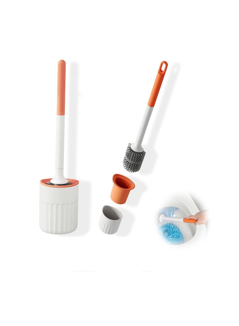 Luckam Silicone Toilet Bowl Brush, Wall Mountable Silicone Toilet Brush with No-dripping Base Toilet Bowl Scrubber in Modern Holder, Space Saving, Deep Cleaning Brush for Bathroom - Image 1
