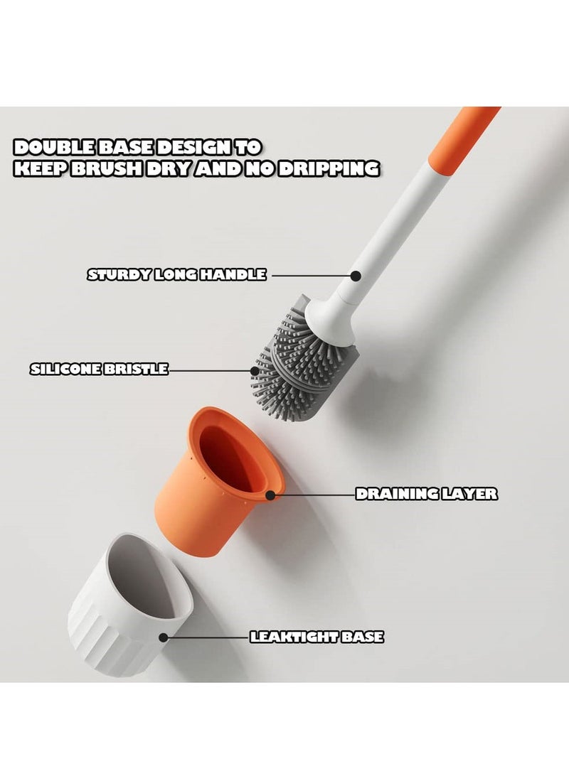 Luckam Silicone Toilet Bowl Brush, Wall Mountable Silicone Toilet Brush with No-dripping Base Toilet Bowl Scrubber in Modern Holder, Space Saving, Deep Cleaning Brush for Bathroom - Image 3