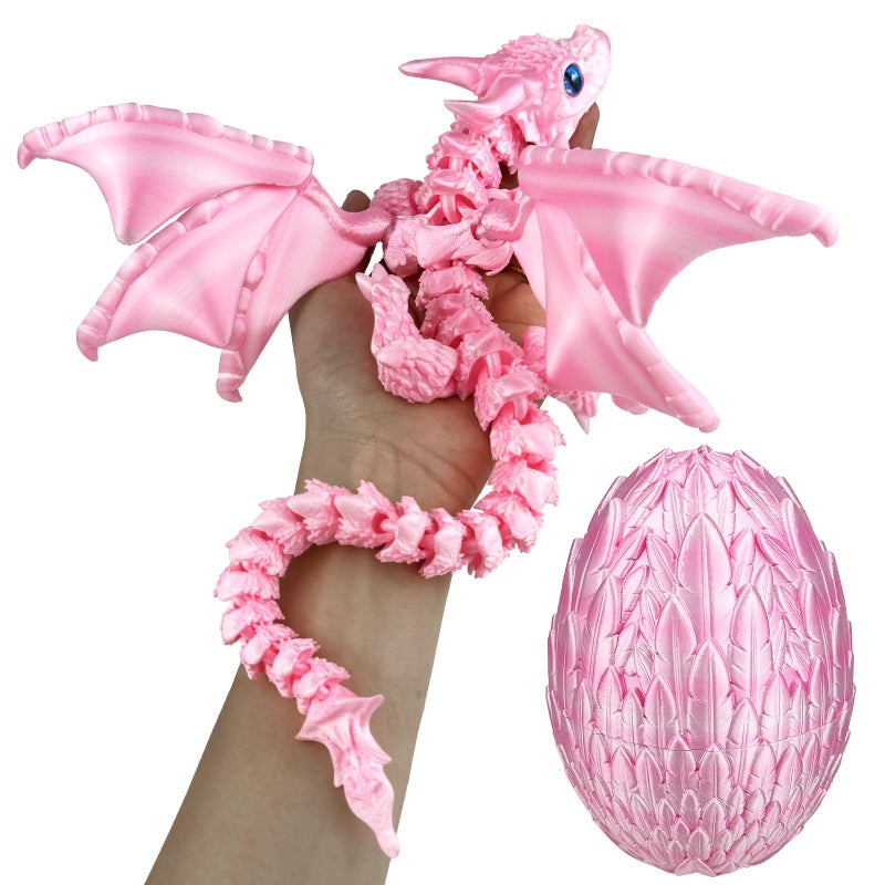 YVBBHE Large Dynamic 3D Printed Dragon Egg with Dragons Insideï¼Œ 3D Printed Flexible Articulated Crystal Animals with Movable Wings , Flying Fidget Bird with Eyes Model for Desktop Home Decoration(SCFB) - Image 1
