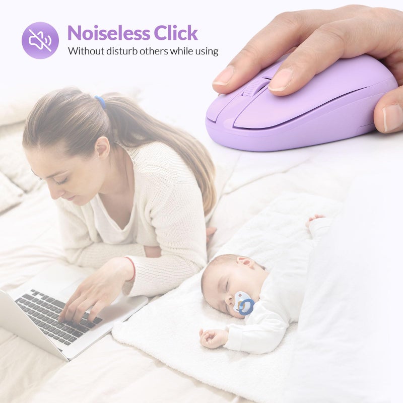 Rii Wireless Mouse RM700 2.4G Silent Mouse with USB Nano Receiver for Laptop,PC,Mac,Chromebook,Windows (Purple) - Image 2