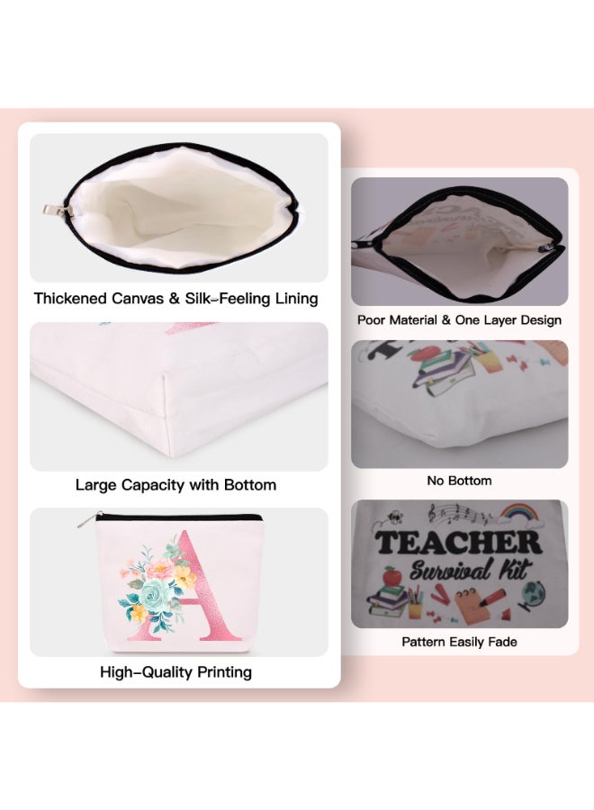 Lingdeer Personalized Makeup Bag with Initial Keychain Custom Initial Monogram Small Travel Cosmetic Toiletry Bag Birthday Gifts for Women Bridesmaid Teacher H - Image 4