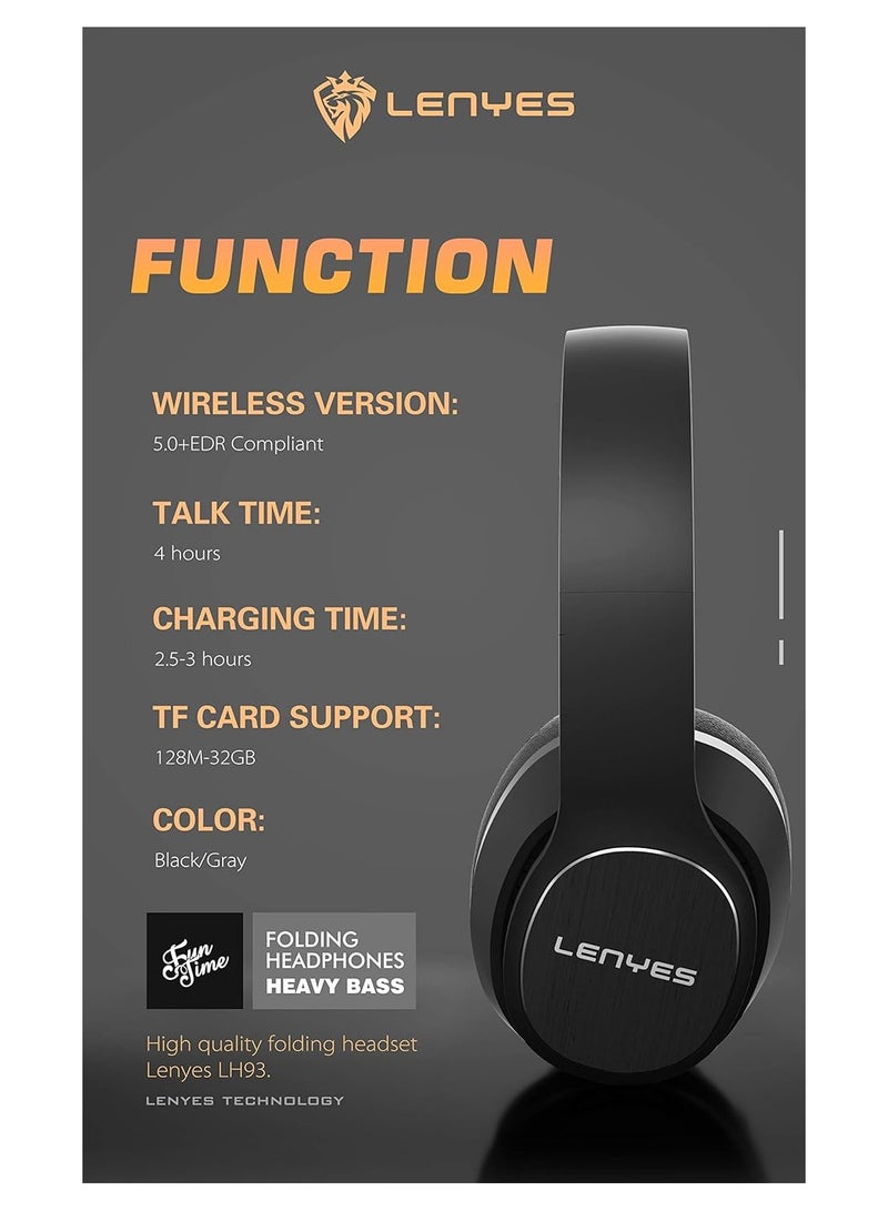 Lenyes LH93 Wireless 5.0 Bluetooth Over-Ear Stereo Foldable Headphones, Wireless Headsets with Built-in Microphone - Image 4