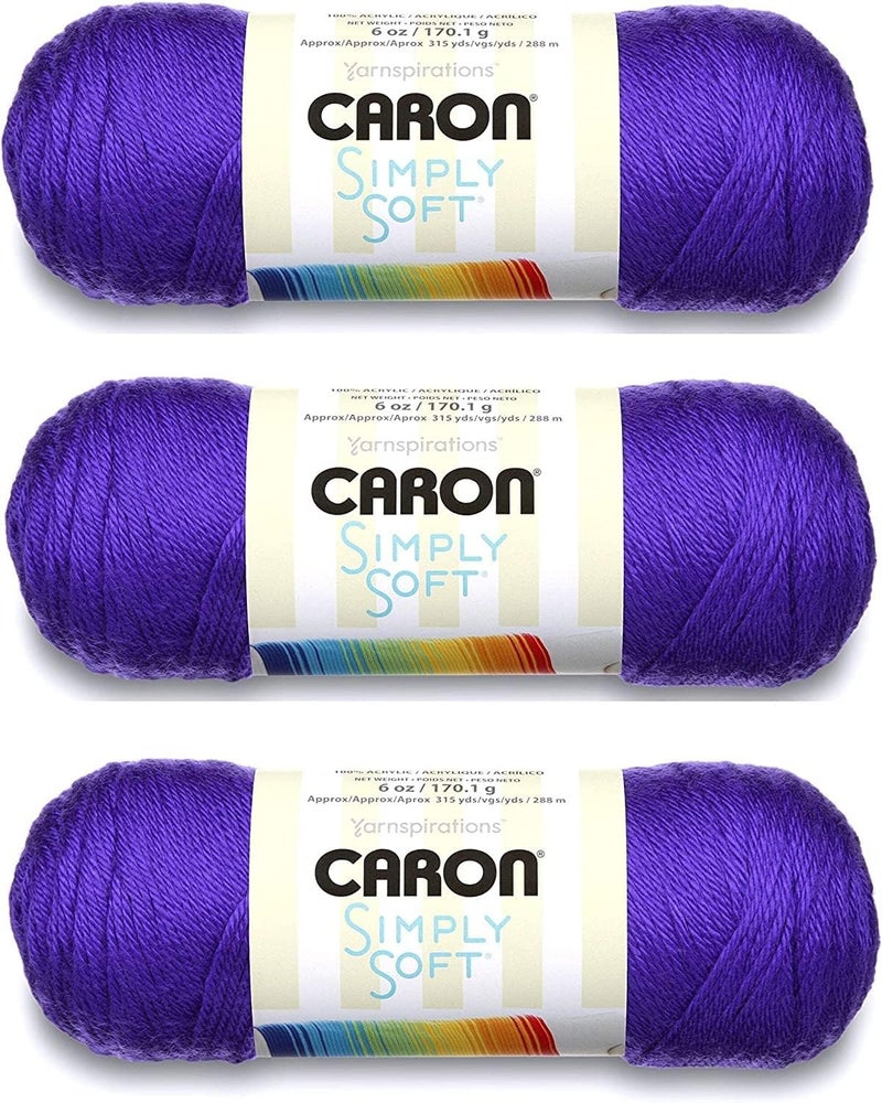 Caron Simply Soft Knitting Yarn - Pack of 3, Iris Color
