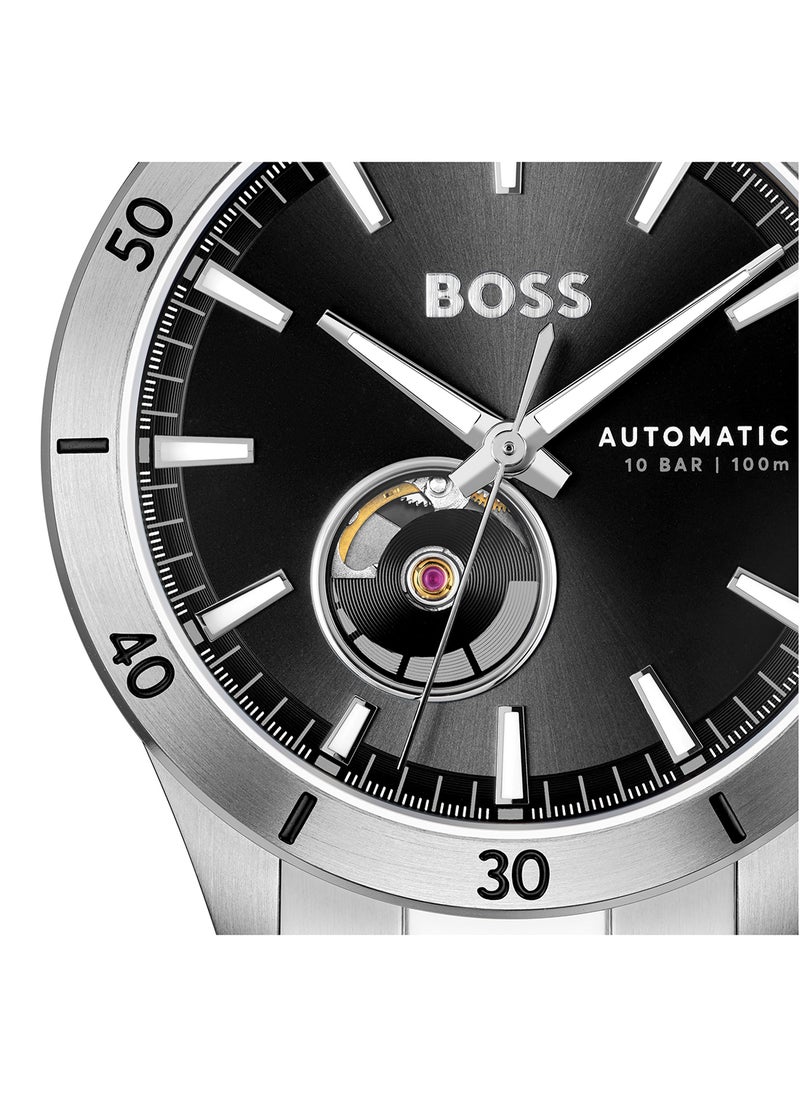 HUGO BOSS HUGO BOSS ROUND ANALOG MEN'S BLACK CASE WATCH - 1514202  - Image 4