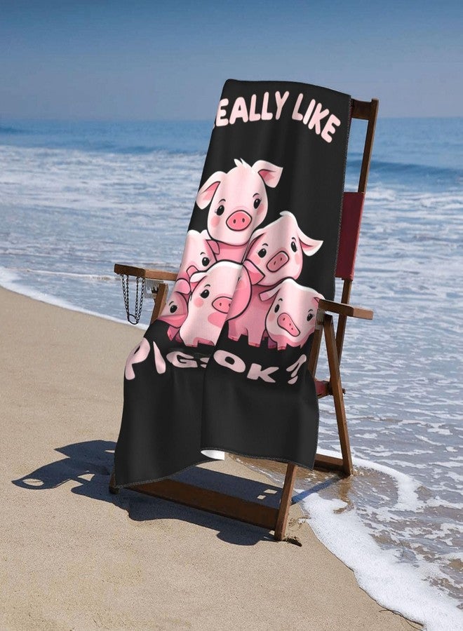 MIEPOS Cute Pig Beach Towel,32x52in,Quick-Dry Sand-Free Animal Bath Towels,Microfiber Lightweight for Travel Pool Yoga Beach Outdoor Activities Decor Accessories Gifts (Pink Pigs) - Image 4