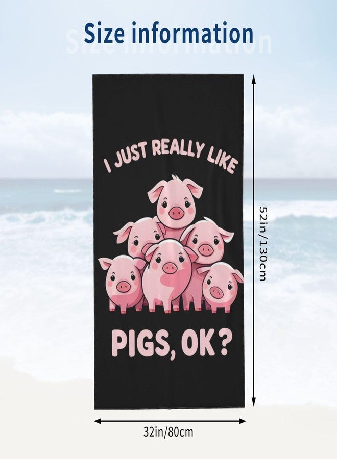MIEPOS Cute Pig Beach Towel,32x52in,Quick-Dry Sand-Free Animal Bath Towels,Microfiber Lightweight for Travel Pool Yoga Beach Outdoor Activities Decor Accessories Gifts (Pink Pigs) - Image 3