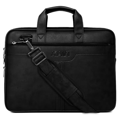 XaVi Messenger Bag - Laptop Bag for Men | PU Leather Expandable Office Bag for Men | Shoulder Bag for Laptop or Tablet | Sleek, Durable | Supports Laptop Up-to 15.6 inches (Tan) (Black) - Image 1