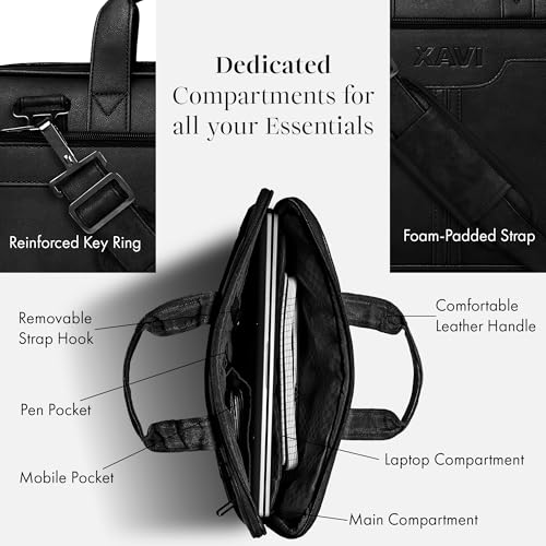 XaVi Messenger Bag - Laptop Bag for Men | PU Leather Expandable Office Bag for Men | Shoulder Bag for Laptop or Tablet | Sleek, Durable | Supports Laptop Up-to 15.6 inches (Tan) (Black) - Image 4