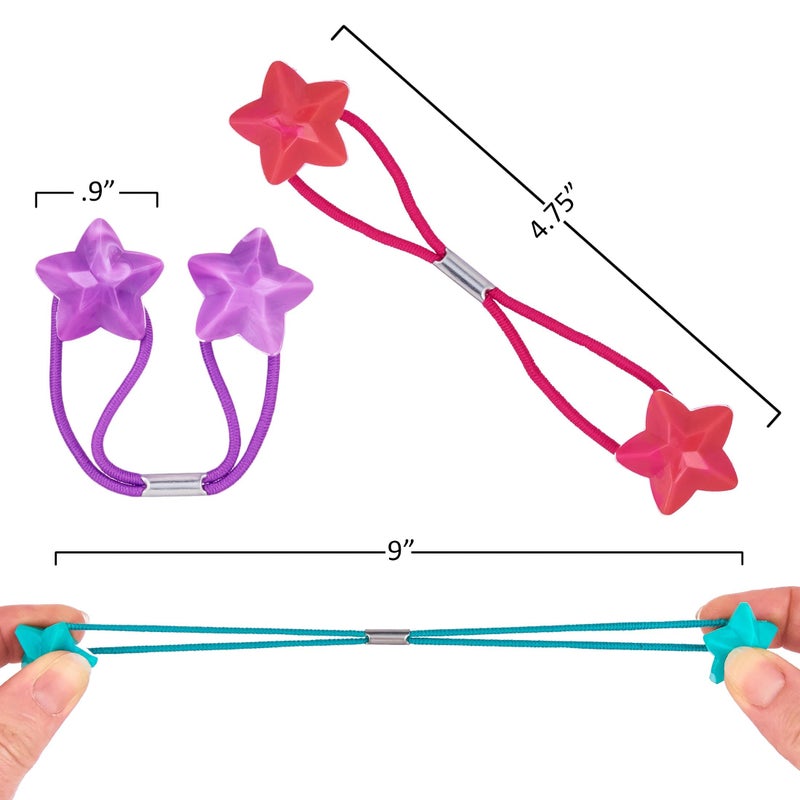 Expressions 24pc Ponytail Balls Elastics Star Shaped Multicolored Twin Beads Value Pack Accessories Ties Band Girls Children - Image 3