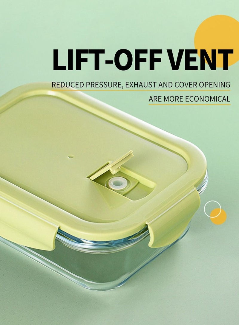 MileMelo 2-Piece Borosilicate Glass Food Container Lunch Box Set 410ml and 640ml Green/Clear - Image 5