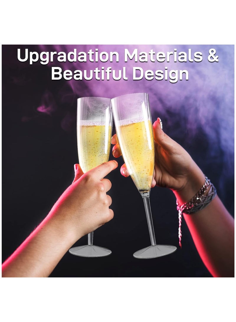 16 Sets of 6oz Clear Plastic Champagne Flutes - Reusable & BPA-Free Disposable Wine Glasses for Celebrations, Anniversaries, Parties, and Weddings - Ideal Cocktail and Mimosa Glasses.  - Image 5