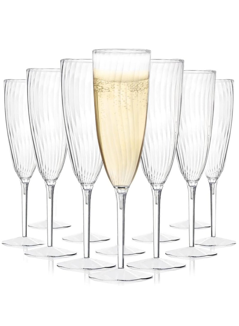 16 Sets of 6oz Clear Plastic Champagne Flutes - Reusable & BPA-Free Disposable Wine Glasses for Celebrations, Anniversaries, Parties, and Weddings - Ideal Cocktail and Mimosa Glasses.  - Image 1