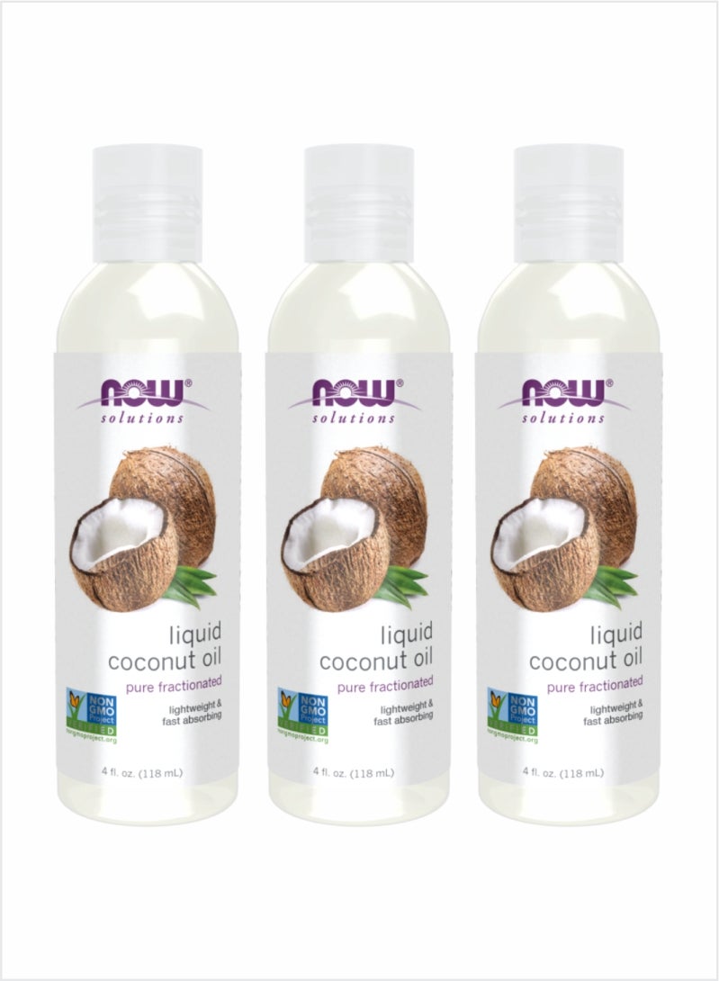 Now Essential Oils 100% Pure Liquid Coconut Oil – 118ml (Pack of 3)