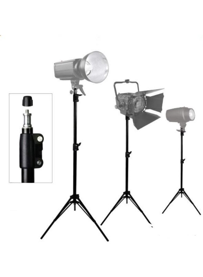 1.8M Portable Tripod Light Stand with Phone Holder – Foldable Flash Umbrella and Photography Studio Light Support – Black - Image 2