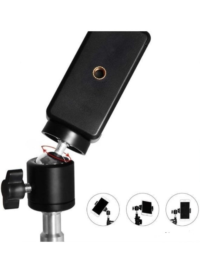 1.8M Portable Tripod Light Stand with Phone Holder – Foldable Flash Umbrella and Photography Studio Light Support – Black - Image 3