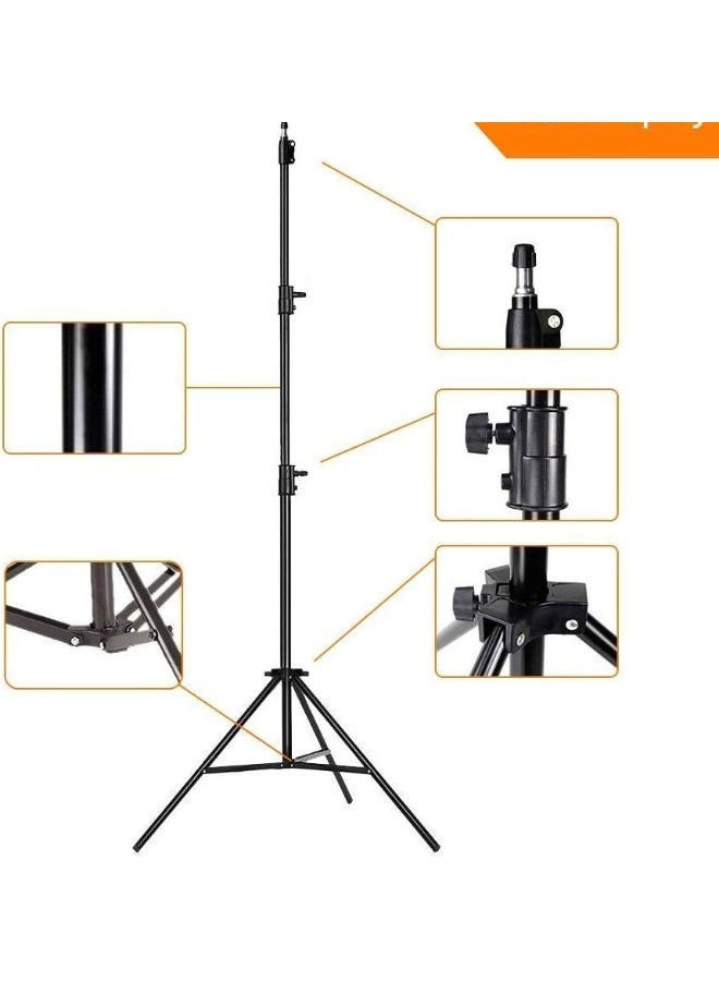 1.8M Portable Tripod Light Stand with Phone Holder – Foldable Flash Umbrella and Photography Studio Light Support – Black - Image 4