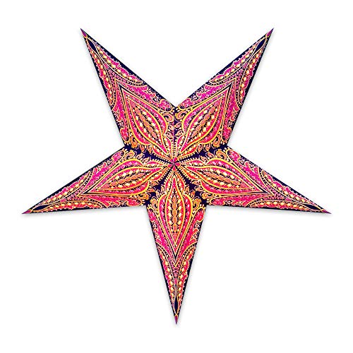 GalaxyArts Paper Star Lanterns, 24 Inch Queen Blue Yellow 3D Light-Up 5-Pointed Hanging Lamp, Handcrafted Hollow Decoration for Christmas, Weddings, Holidays, Indoor Outdoor Home Décor (Medium) - Image 1