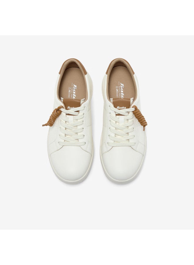 Bata Bata Women's White Sneakers Spring Autumn Breathable Sports Casual Shoes Wrvm2cm5 Beige Brown Size 34 - Image 2