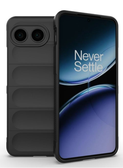Case Cover For OnePlus Nord 4 5G , Heavy Duty 3D Striped Pattern Sensory Soft Silicone Full Portection Shockproof Phone Case For OnePlus Nord 4 5G Black