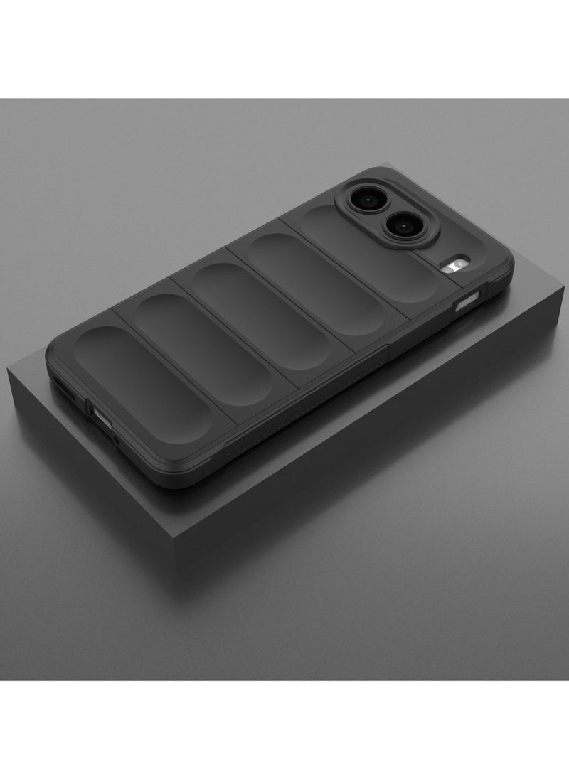 Case Cover For OnePlus Nord 4 5G , Heavy Duty 3D Striped Pattern Sensory Soft Silicone Full Portection Shockproof Phone Case For OnePlus Nord 4 5G Black