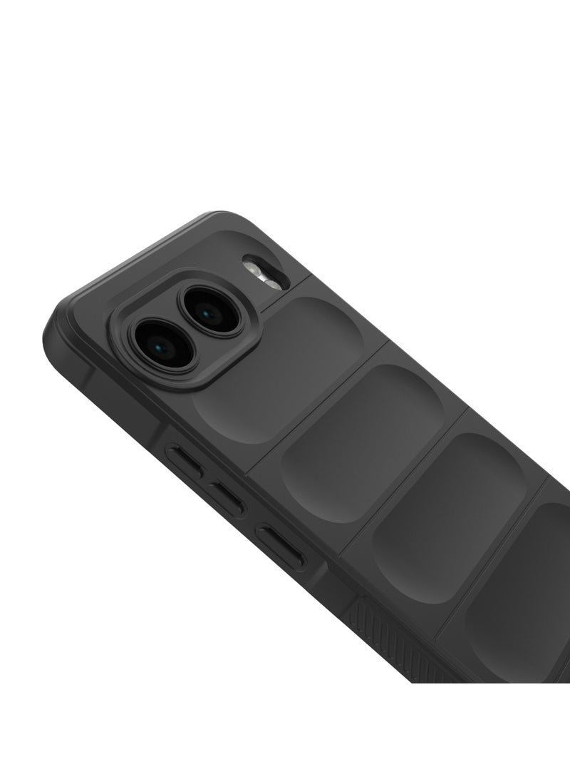 Case Cover For OnePlus Nord 4 5G , Heavy Duty 3D Striped Pattern Sensory Soft Silicone Full Portection Shockproof Phone Case For OnePlus Nord 4 5G Black