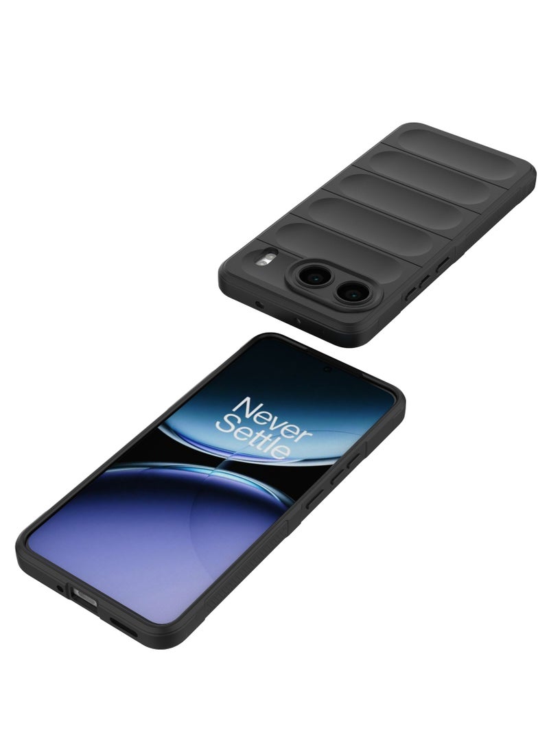 Case Cover For OnePlus Nord 4 5G , Heavy Duty 3D Striped Pattern Sensory Soft Silicone Full Portection Shockproof Phone Case For OnePlus Nord 4 5G Black