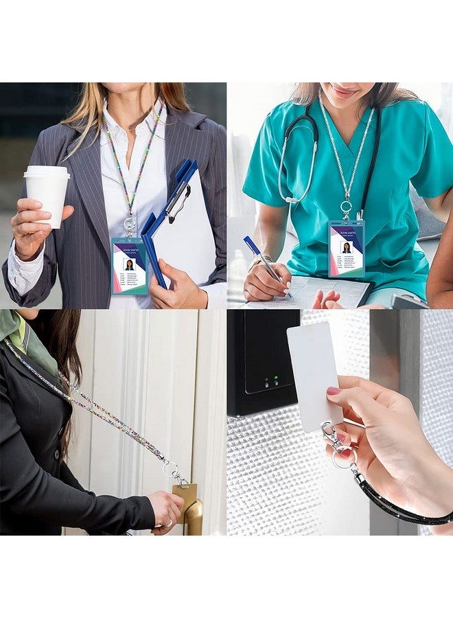 Soleebee Rhinestone Office Lanyard, 31.5'' Bling Neck Lanyard with Metal Clasp & Keyring, Crystal Lanyard for Women, ID Card, Keys Strap （5 Pack） - Image 4