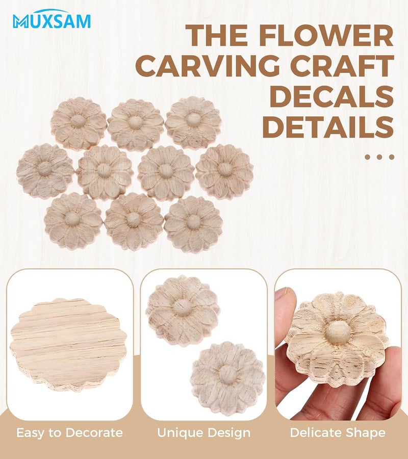 MUXSAM 10Pcs Small 3cm Wood Carved Clear Corner Frame Applique Onlay Decal Cabinet Furniture Decoration - Image 3