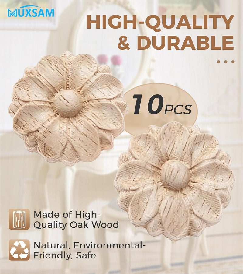 MUXSAM 10Pcs Small 3cm Wood Carved Clear Corner Frame Applique Onlay Decal Cabinet Furniture Decoration - Image 4