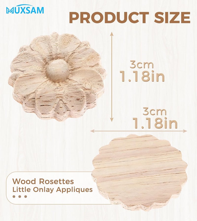MUXSAM 10Pcs Small 3cm Wood Carved Clear Corner Frame Applique Onlay Decal Cabinet Furniture Decoration - Image 2