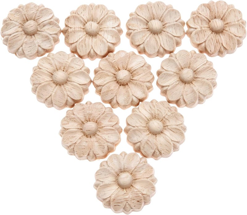 MUXSAM 10Pcs Small 3cm Wood Carved Clear Corner Frame Applique Onlay Decal Cabinet Furniture Decoration - Image 1