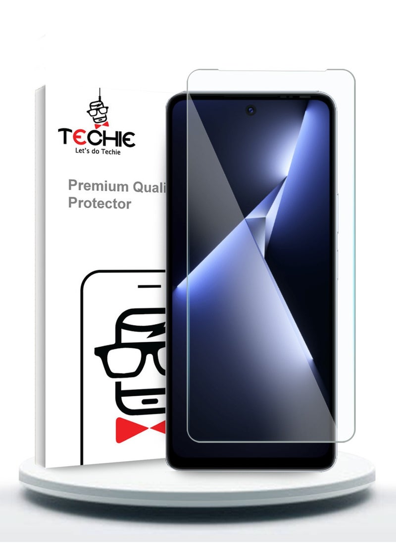 Techie HD Tempered Glass Screen Protector for Tecno Pova 5 Pro - Anti Reflection Anti Bubbles 9H Hardness 0.33 mm Rounded Edges Easy Installation  - Image 1