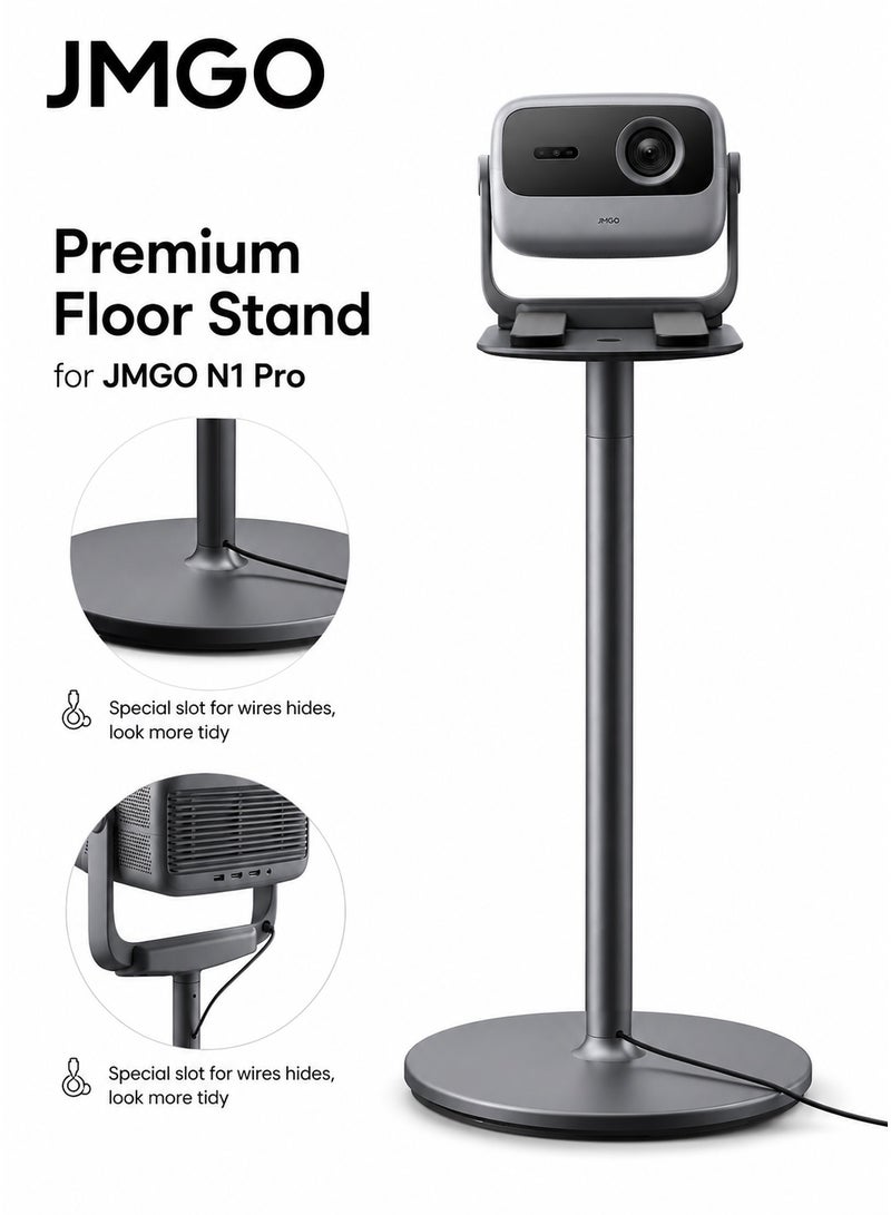 JMGO Projector Floor Stand, Adjustable, For N1 PRO, 360 Degree Rotation, Cable Management, Aluminum Alloy, Silver - Image 2