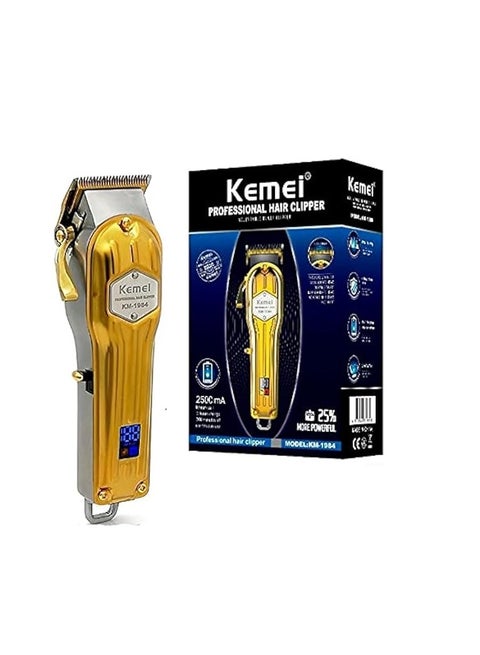 ماكينة قص الشعر للرجال من كيمي، مجموعة أدوات تشذيب الشعر الاحترافية مع شاشة LCD تعمل لمدة 5 ساعات قابلة لإعادة الشحن وتشذيب الشعر واللحية للاستخدام المنزلي والحلاقين، ذهبي