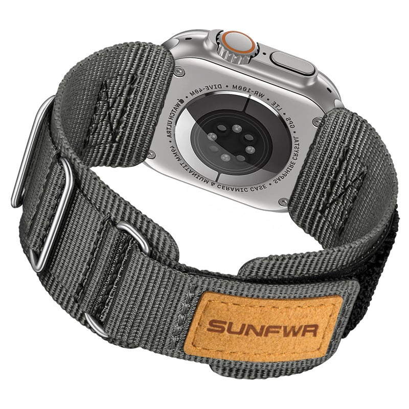 SUNFWR Rugged Nylon Band for Apple Watch 42mm(Series 11/10) 41mm 40mm 38mm Men,Velcro Tactical Military Strap for iWatch Series 11/10/9/8/7/6/5/4/3/2/1/SE - Image 1