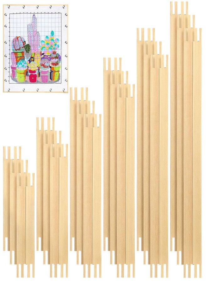 Hotop 12 Set Stretcher Bars for Needlework 6 Size Wooden Canvas Stretcher Bars for Needlepoint Embroidery Stitch Frame Set Bundle with Crafts - Image 1