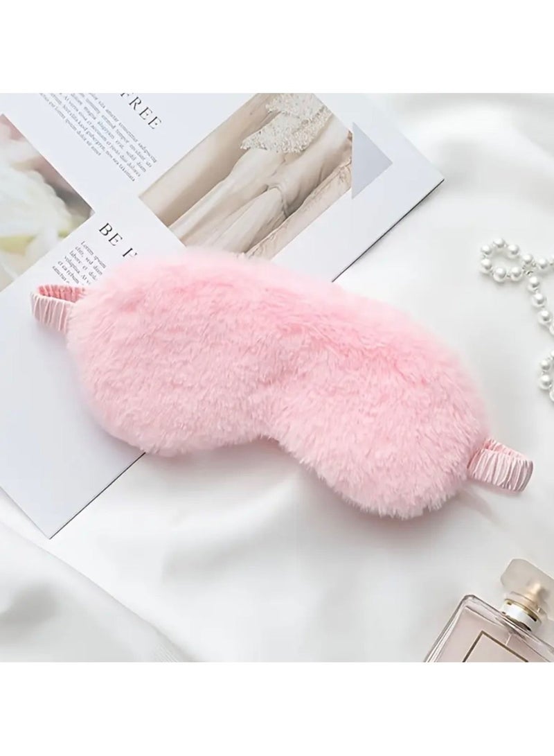 Plush Sleep Eye Mask – Ultra-Soft Faux Fur, Comfortable Fluffy Eye Mask with Elastic Strap for Boys, Girls  Kids, Travel  Nap Essential (Pink) - Image 1